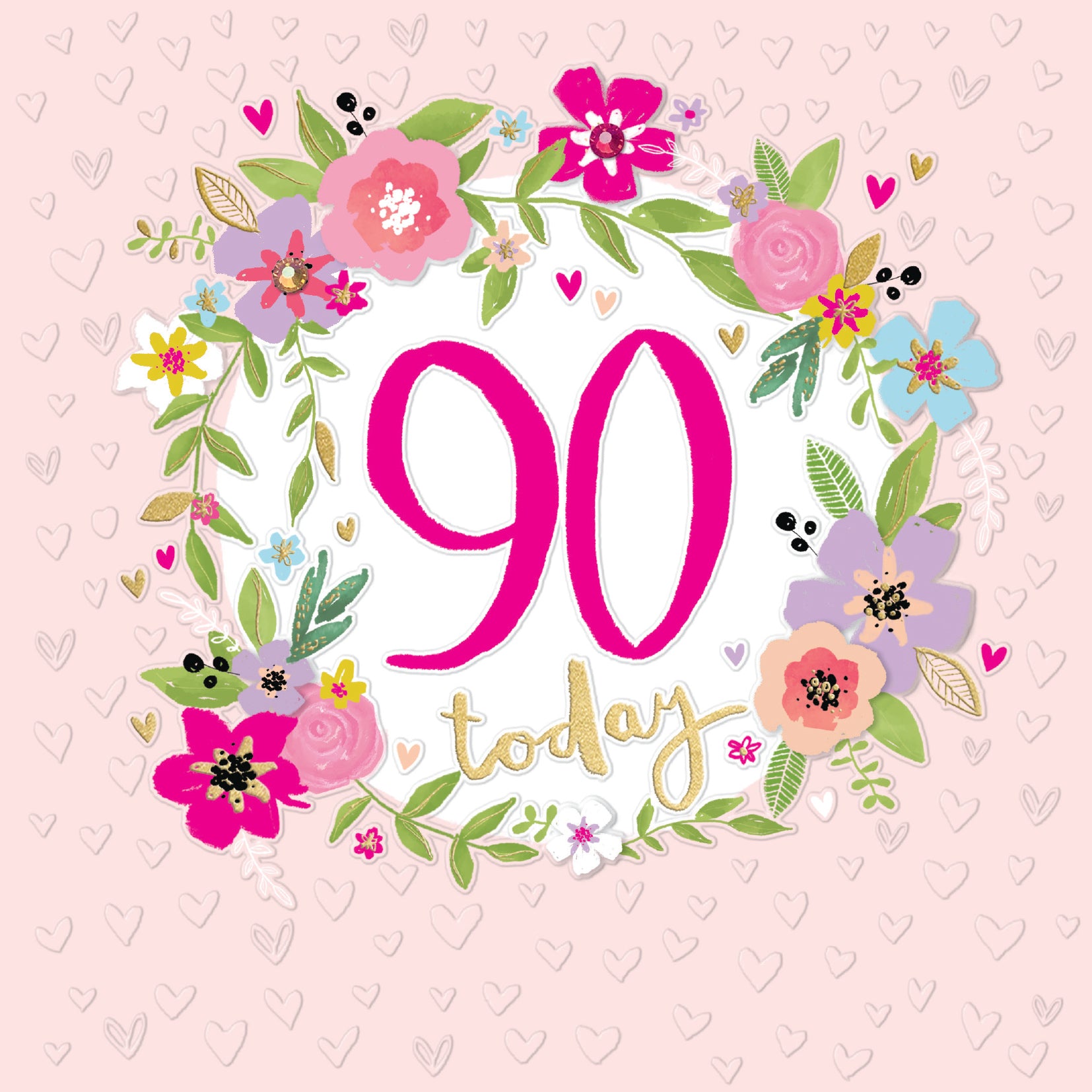 Big Pastel Flowers 90th Birthday Card - Penny Black